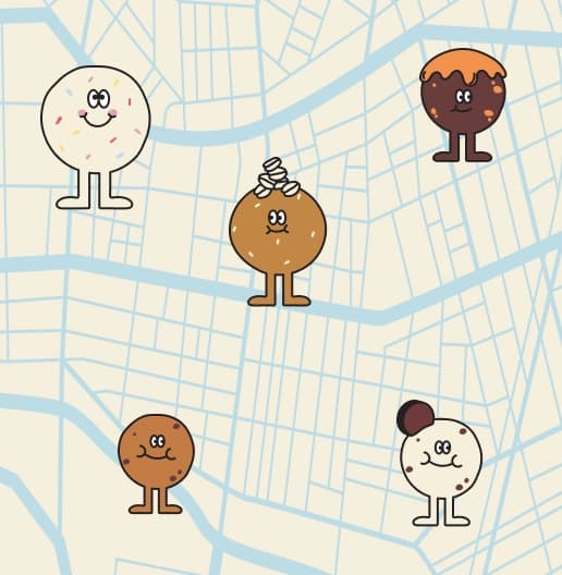 Map with cookies representing store locations