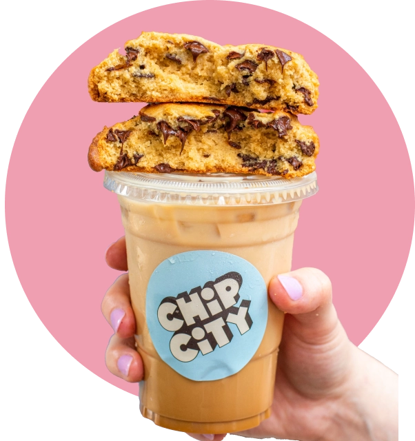 Cookies on top of Chip City Iced Coffee