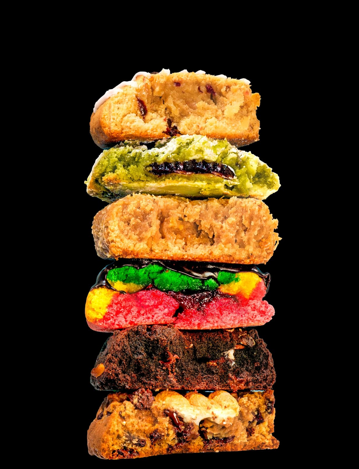 Stack of all Christmas themed cookies